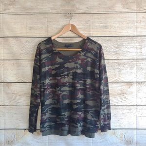 Sanctuary Camo Knit Long Sleeve pullover sweater tunic top shirt Womens small